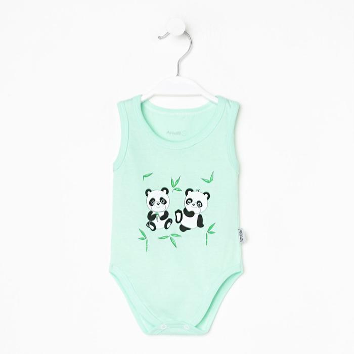 фото Боди-майка «панды», цвет зелёный, рост 80 см амелли
