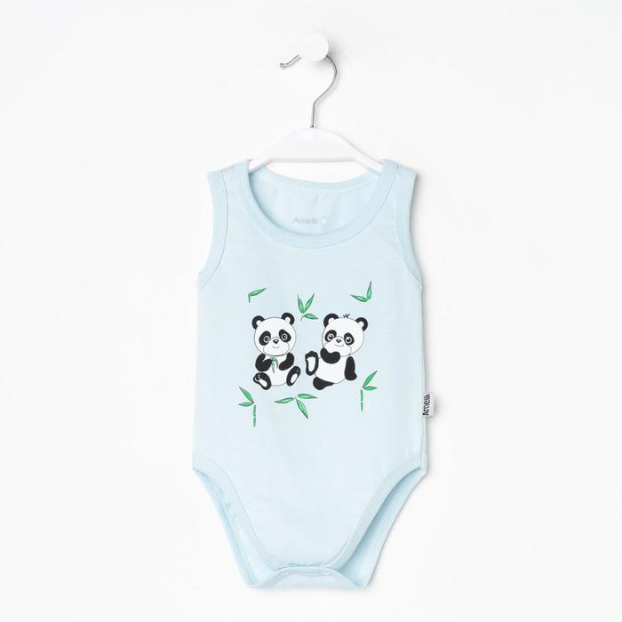 фото Боди-майка «панды», цвет голубой, рост 86 см амелли