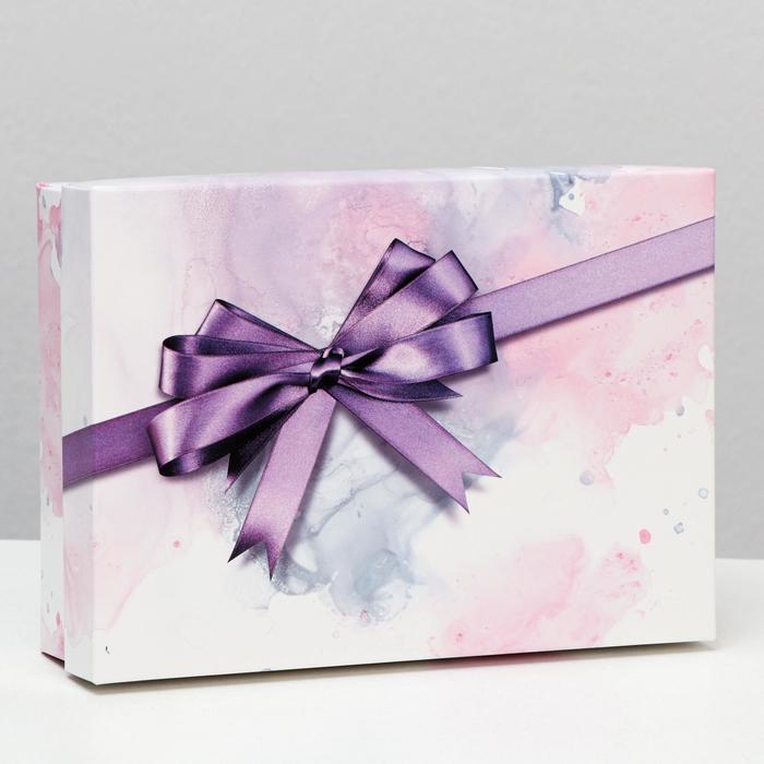 Коробка подарочная «Бант», сиреневая, 21 х 15 х 5 см коробка подарочная кристаллы 21 х 15 х 5 см
