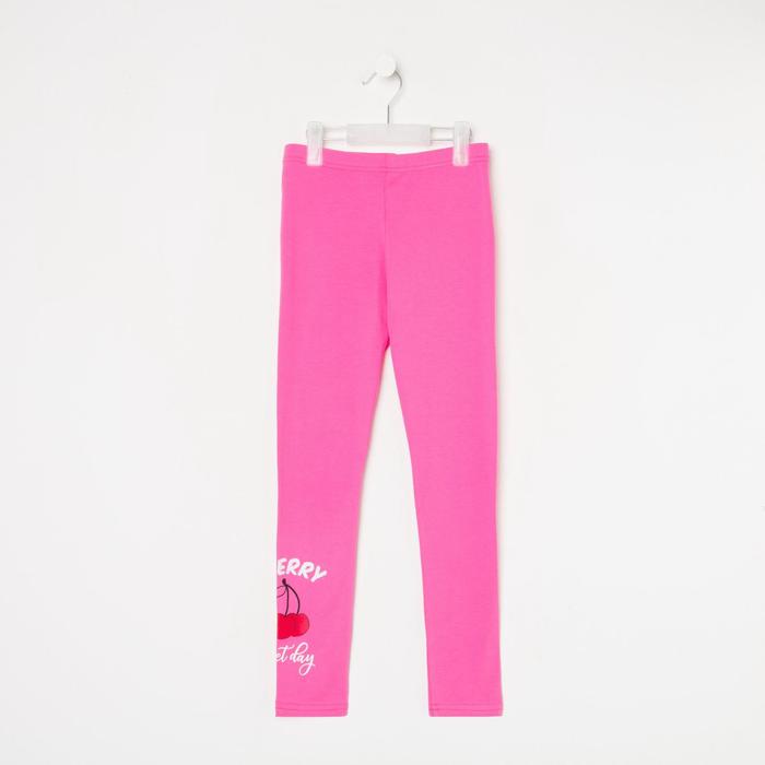 фото Леггинсы для девочки, цвет розовый/принт, рост 128-134 см lelo