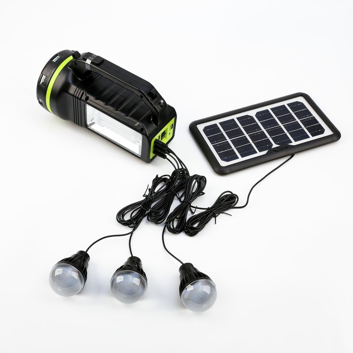 Фонарь кемпинговый аккумуляторный, с лампочками,10 вт, 9000 мАч, солнечная батарея, USB