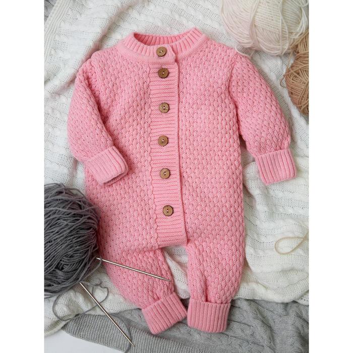 фото Комбинезон детский pure love wool, вязаный, рост 74 см, цвет розовый amarobaby