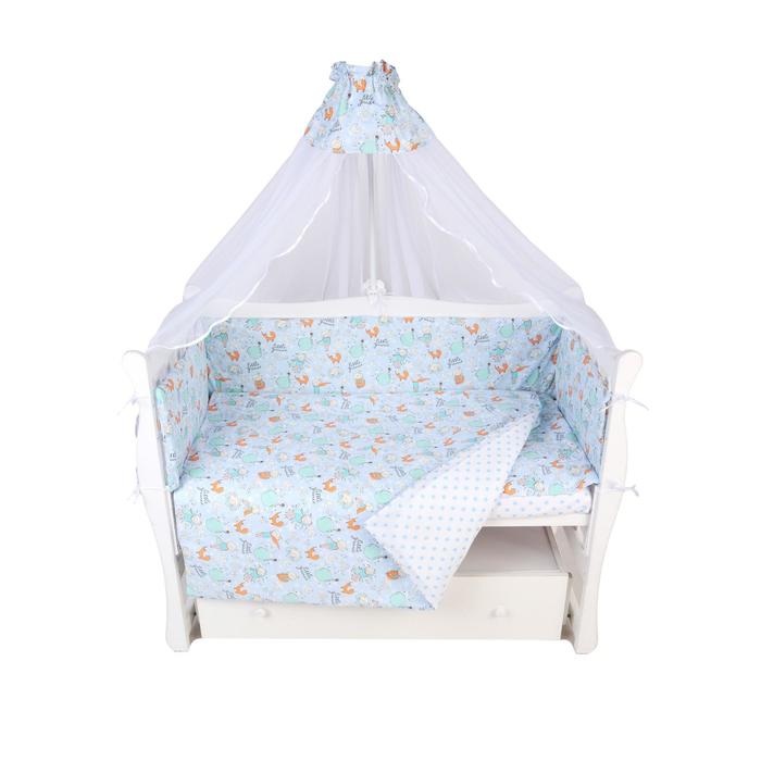 Комплект в кроватку 7 предметов (6+4 подушки-бортика на молнии) «Маленький принц»