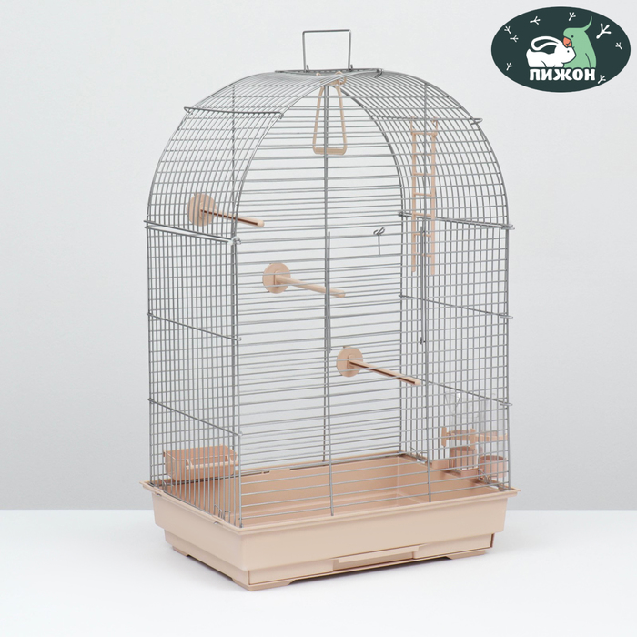 Клетка для птиц Пижон №101, хром , укомплектованная, 41 х 30 х 65 см, бежевая