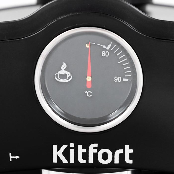 Кофеварка Kitfort КТ-706, рожковая, 800 Вт, 0.25 л, капучинатор, чёрная