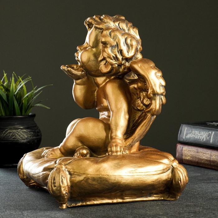 Статуэтка "Ангел на подушке посылает поцелуй" бронза, микс