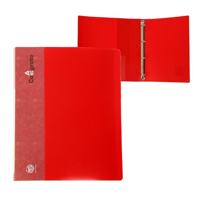 Папка на 4 кольцах А4, Calligrata, 40 мм, 700 мкм, внутренний и торцевой карман, красная