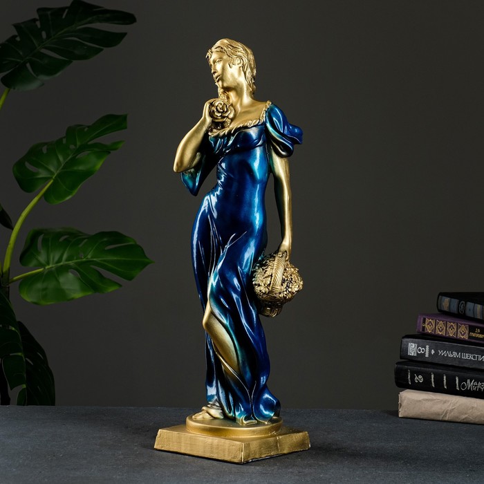 

Фигура "Девушка с корзиной" бронза,/синий, 14х14х56см МИКС