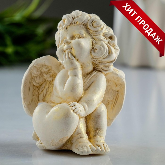 

Фигура "Ангел с сердцем" позолота, 6х8х5см
