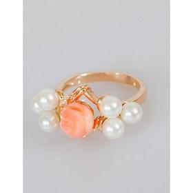 

Кольцо с кораллом "Романтик", позолота с родированием, размер 17