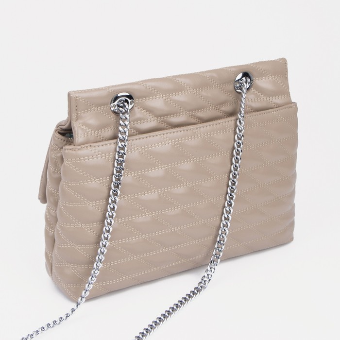 

Сумка-мессенджер на магните, длинная цепь, цвет светло-коричневый