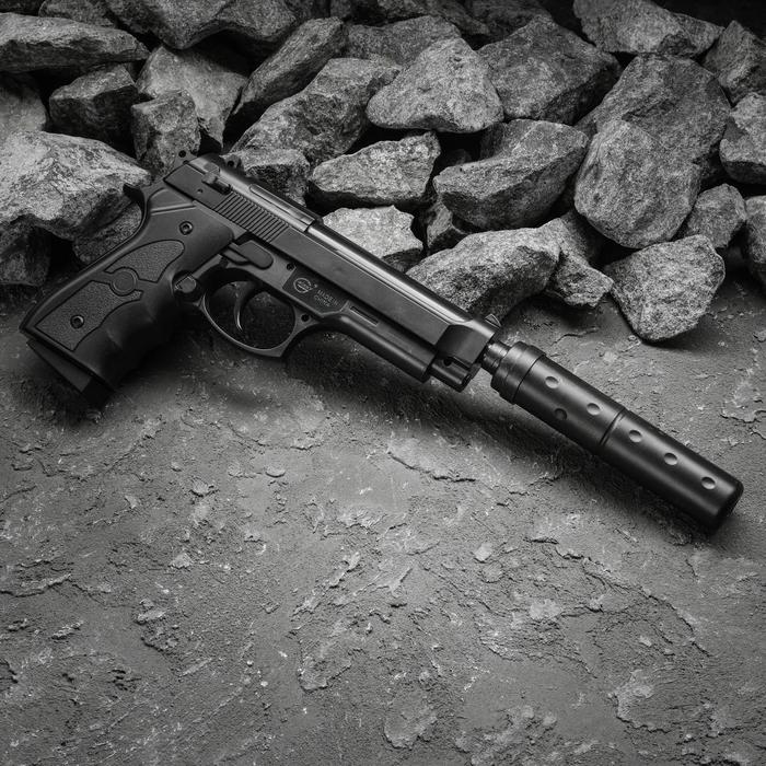 Пистолет пружинный Galaxy Beretta 92 G.052A с глушителем, 6 мм