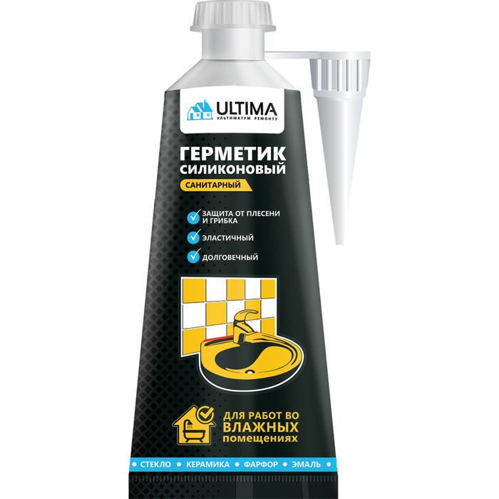 Герметик ULTIMA S, силиконовый, санитарный, белый, 80 мл ultima герметик s силиконовый санитарный белый 280млh0804