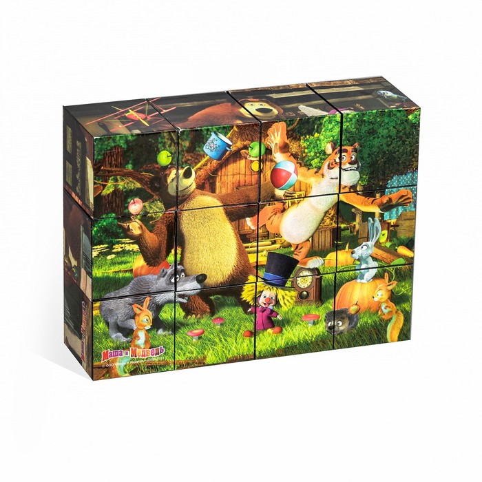 Кубики "Маша и Медведь", 12 штук