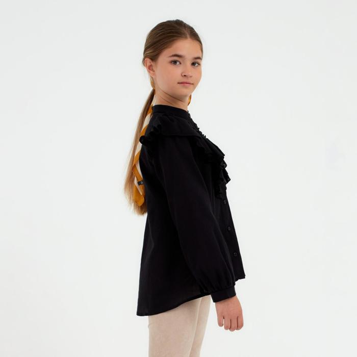 фото Рубашка для девочки minaku: cotton collection, цвет чёрный, рост 104 см
