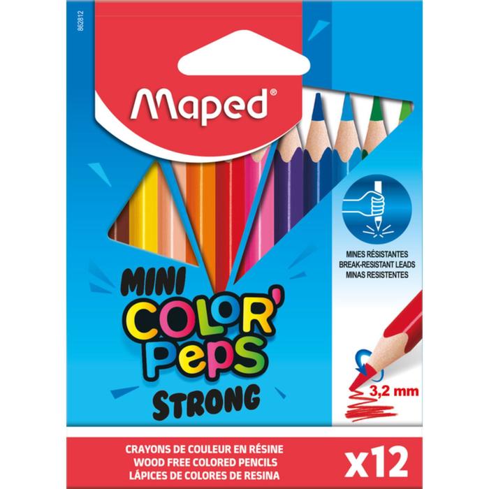 фото Карандаши 12 цветов maped color` peps mini strong, пластиковые, картонная упаковка