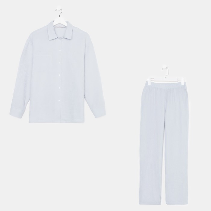 

Пижама женская (рубашка и брюки) KAFTAN "Basic" размер 44-46, цвет серо-голубой