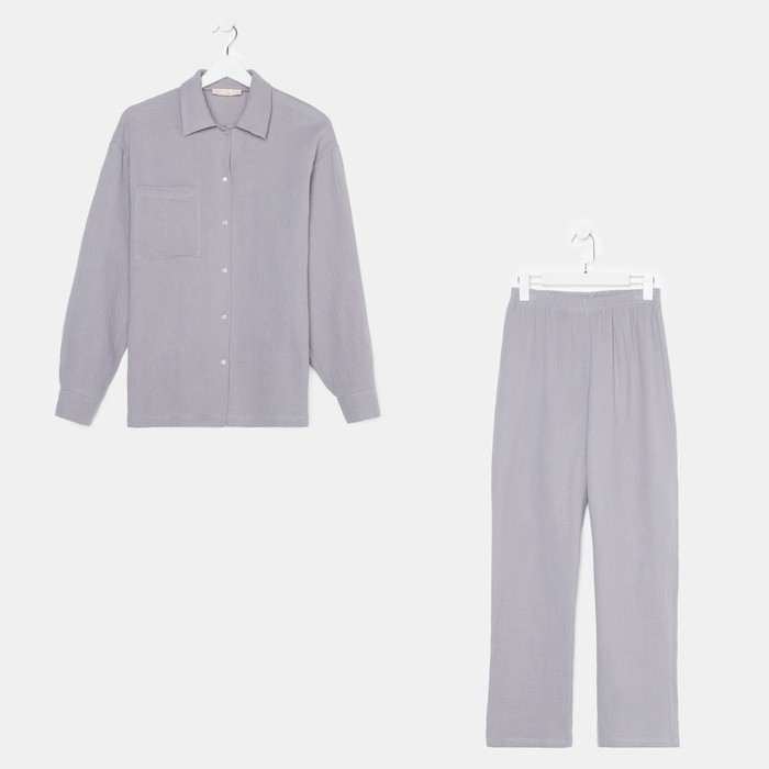  Пижама женская (рубашка и брюки) KAFTAN Basic размер 44-46, цвет серый