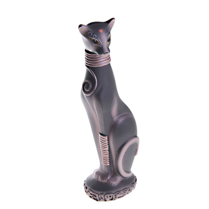 Сувенир "Кошка Багира №1" окольцованная черная с медью