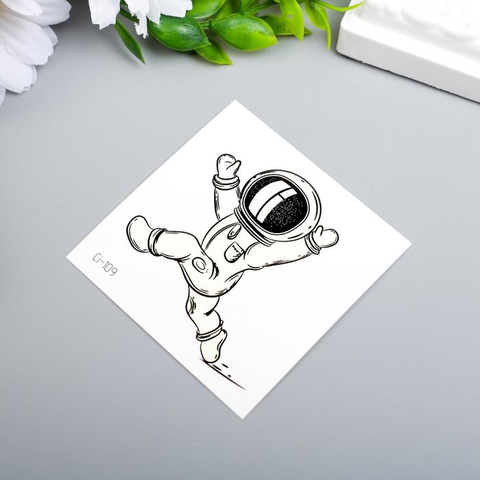 Татуировка на тело фосфорная "Космонавт в невесомости" 6х6 см 5505196