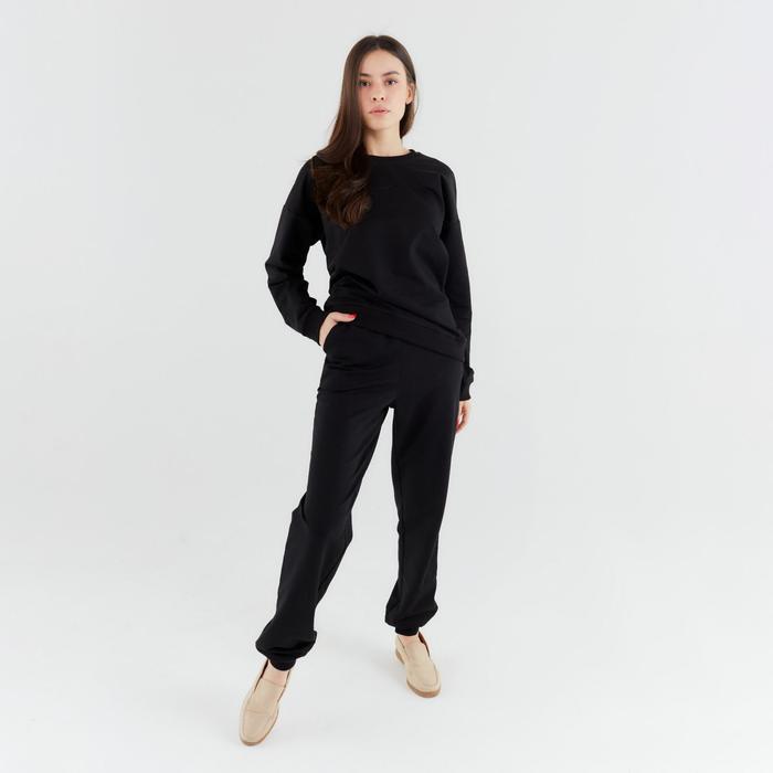 Спортивный костюм женский (свитшот, брюки) MINAKU: Casual Collection, цвет чёрный, размер 48