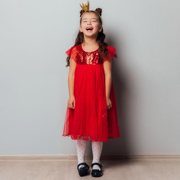 Платье для девочки, цвет красный, рост 98 см