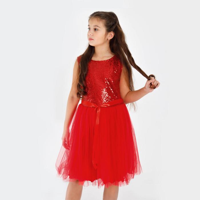 Платье для девочки, цвет красный, рост 140 см