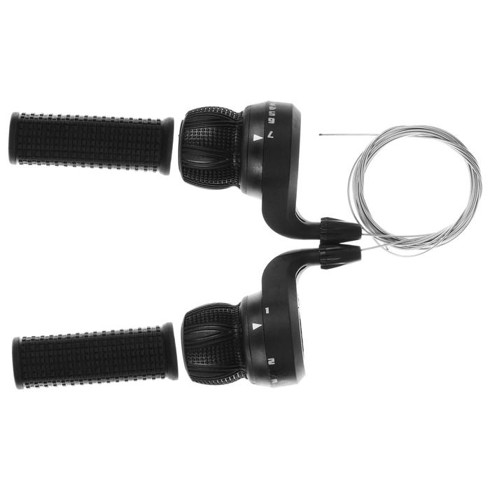 фото Шифтеры cstar, t-70, левый/правый, 3x7 ск., трос+оплётка, грипсы 90 мм