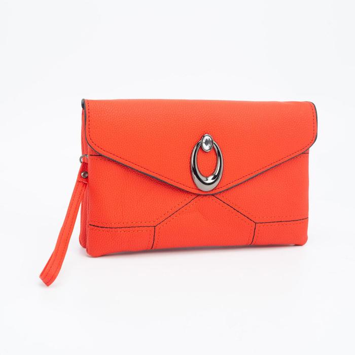 

Сумка-клатч на клапане, длинный ремень, цвет красный