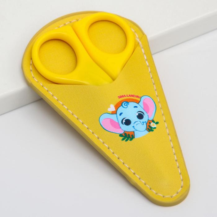 Детские, безопасные, маникюрные ножницы «Слоник», цвет жёлтый фотографии