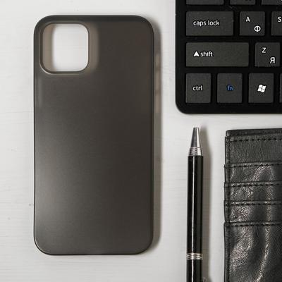 Чехол LuazON для телефона iPhone 12/12 Pro, пластиковый, тонкий, прозрачный черный - Фото 1