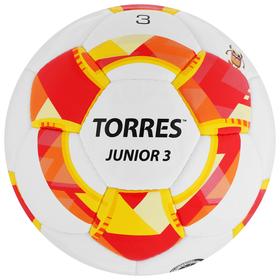 Мяч футбольный TORRES Junior-3, размер 3, вес 270-290 г, глянцевый ПУ, 3 слоя, 32 панели, ручная сшивка, цвет белый/красный/жёлтый от Сима-ленд