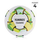 Мяч футбольный TORRES Training, размер 4, 32 панели, PU, 4 подкладочных слоя, ручная сшивка, цвет белый/зелёный