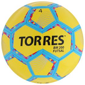 Мяч футзальный TORRES Futsal BM 200, размер 4, 32 панели, TPU, 4 подкладочных слоя, цвет желтый/зелёный от Сима-ленд