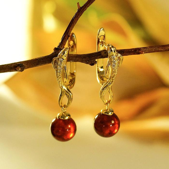 Серьги позолота шар №8 