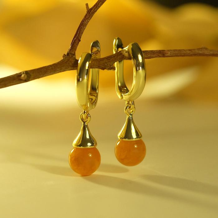 Серьги позолота шар №8 