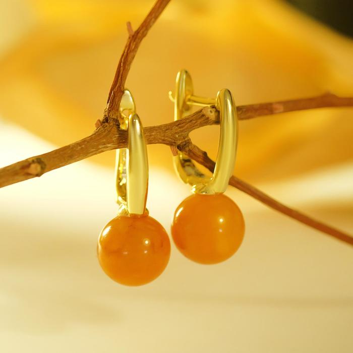 Серьги позолота шар №10 