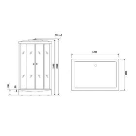 

Душевая кабина NG-7711GL, 90x120х215 см, низкий поддон, стенки золото