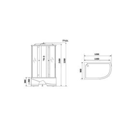 

Душевая кабина NG-7712GL, 80x120х215 см, высокий поддон, стенки золото