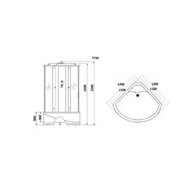 

Душевая кабина NG-7744G, 120x120х215 см, высокий поддон, стенки золото
