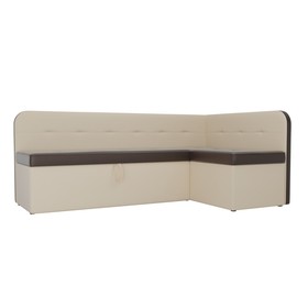 Кухонный угловой диван «Форест», механизм дельфин, экокожа, цвет коричневый / бежевый