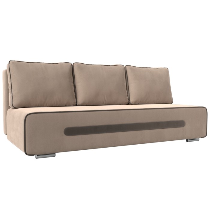 Прямой диван «Приам», механизм еврокнижка, велюр, цвет бежевый / коричневый