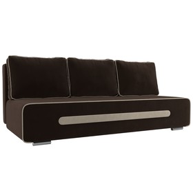 Прямой диван «Приам», механизм еврокнижка, микровельвет, цвет коричневый