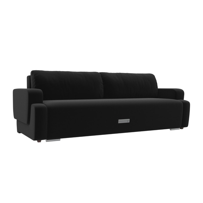 Прямой диван «Ника», механизм еврокнижка, микровельвет, цвет чёрный прямой диван беккер механизм еврокнижка микровельвет цвет чёрный