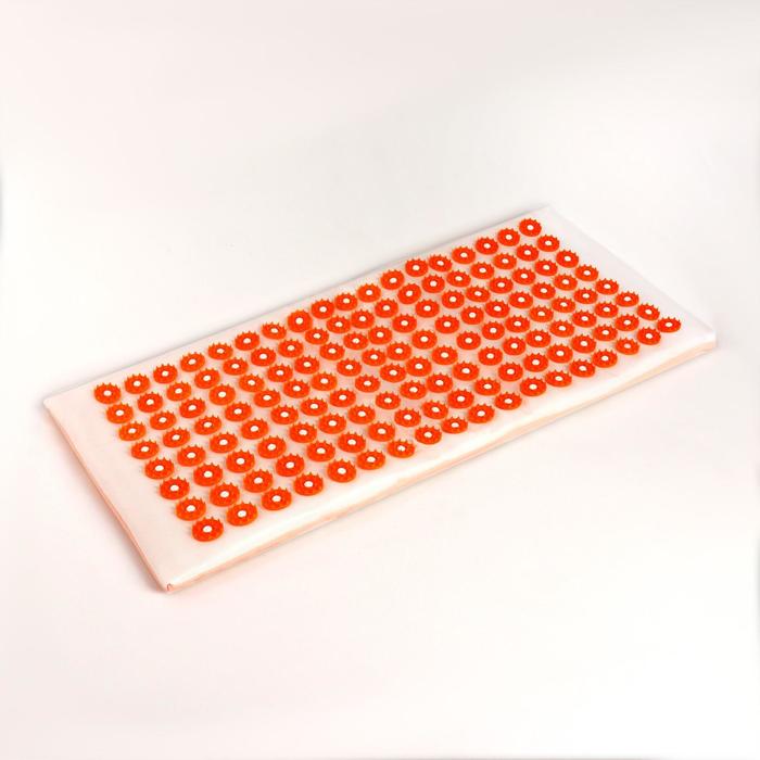Иппликатор - коврик, мягкий, 26 × 56 см, 144 модуля, цвет белый/оранжевый