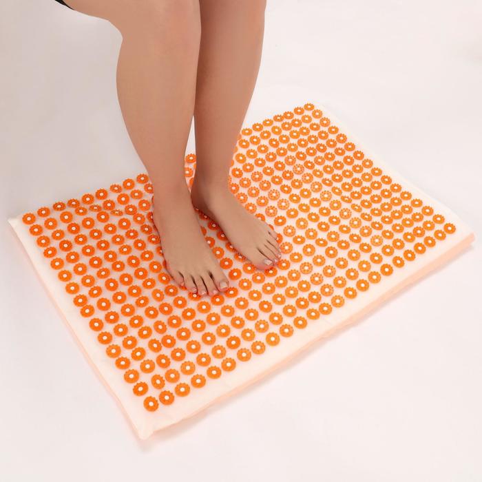 Ипликатор - коврик, мягкий, 50 × 75 см, 384 модуля, цвет белый/оранжевый