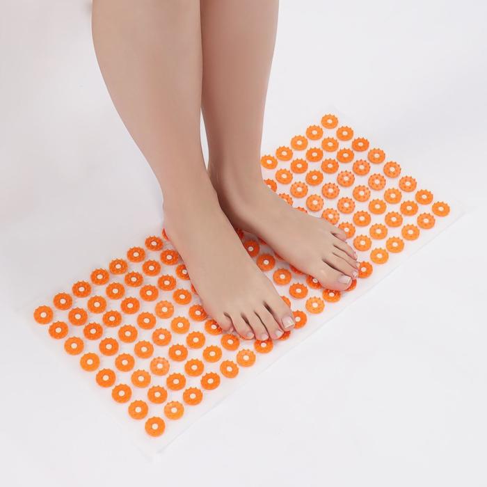 Аппликатор - коврик, 26 × 56 см, 144 модуля, цвет оранжевый/белый