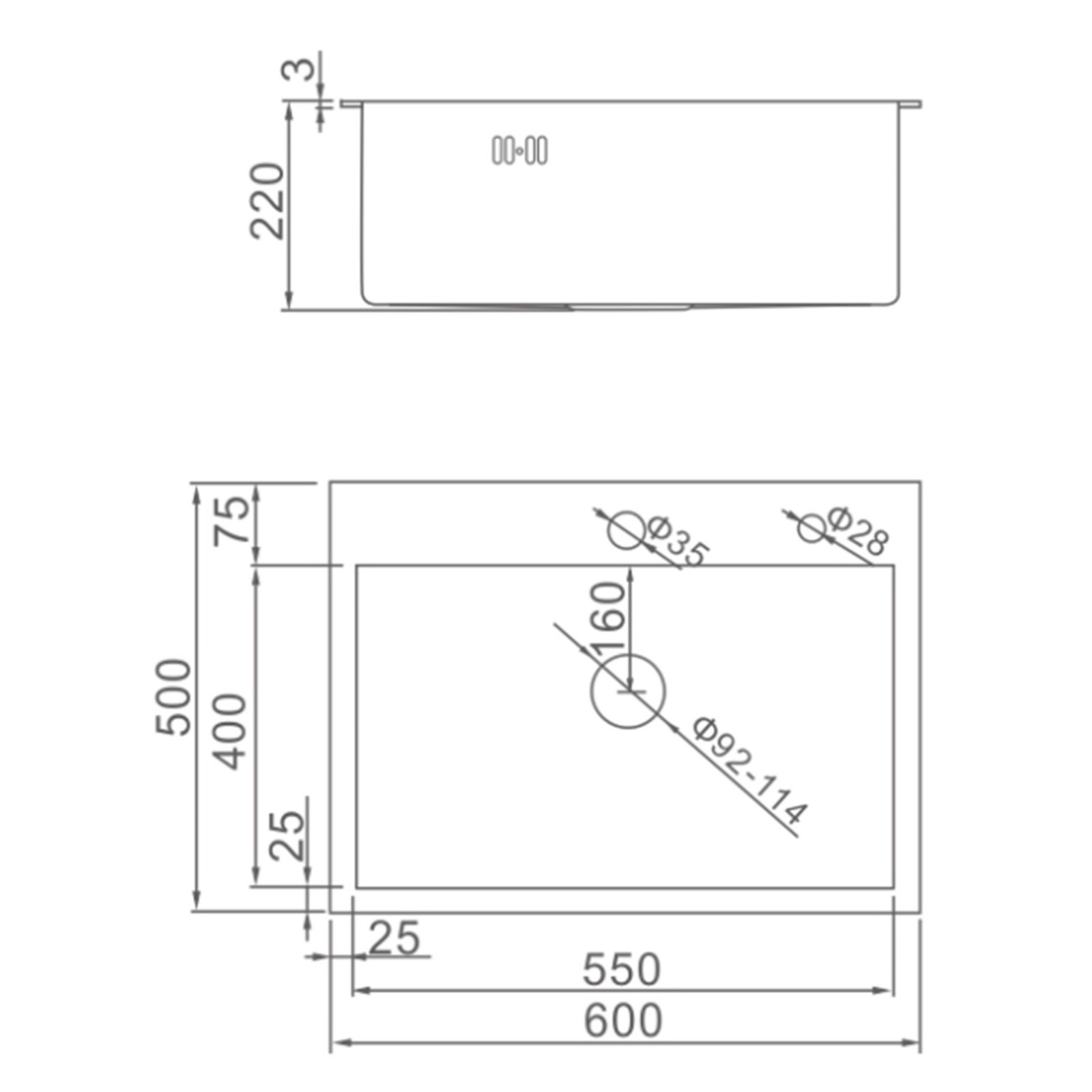 Мойка врезная из нержавеющей стали aflorn af96050f