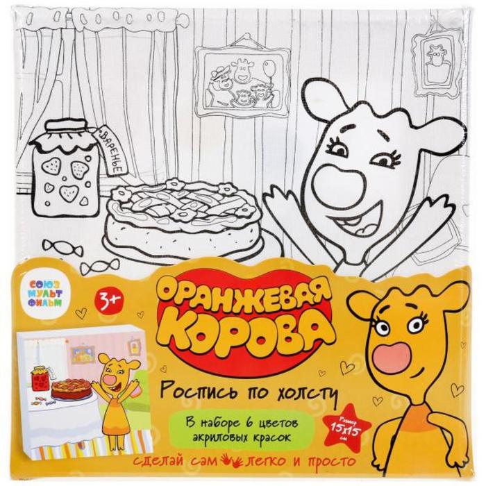 

Холст для росписи»Оранжевая корова» 15×15 см