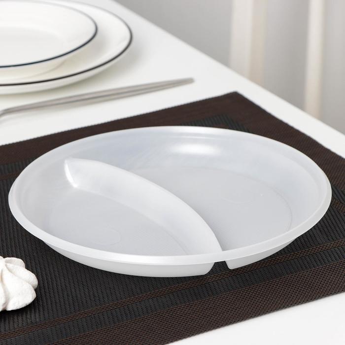 Тарелка одноразовая, d=20,5 см, 2-х секционная, цвет белый тарелка одноразовая d 20 5 см 2 х секционная цвет белый